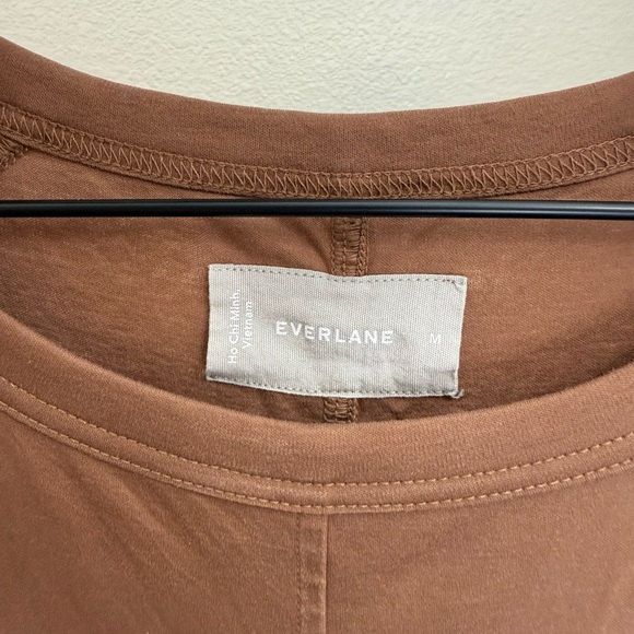 Everlane The Luxe Cotton Side Slit Tee Dress Brown Medium - Picture 3 of 8